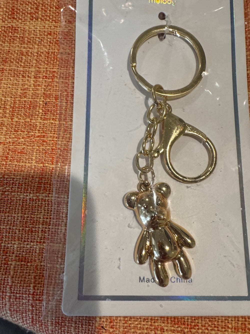 Kids Gold Teddy Keychain - Cute Accessory